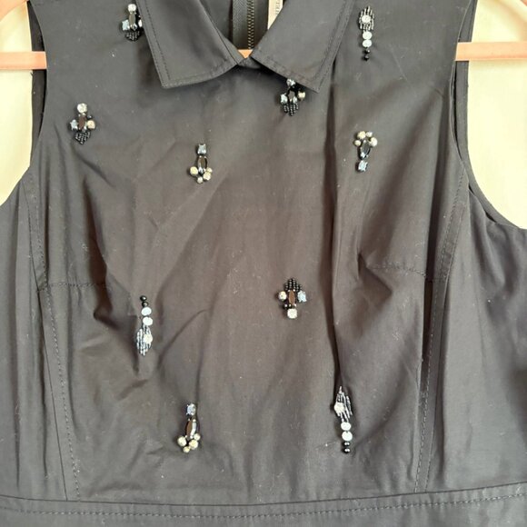 Rachel Rachel Roy Black Beaded Sleeveless Collared Dress NWT Women’s Size 4 - Picture 6 of 9